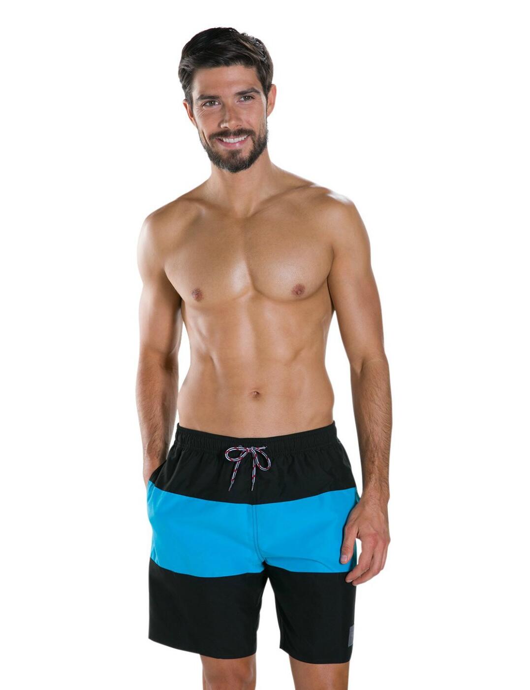 Speedo Men's Panel Leisure 18' Swim Shorts made in a lightweight fabric made using Xpress Lite Eco an environmentally friendly fabric constructed from recycled polyester. With a drawstring waist for an adjustable and secure fit, finished with side pockets to the seam. This is definitely one to have for any advanced swimmer, helping to improve your performance time after time.  Lightweight Eco-friendly fabric made from recycled polyester Drawstring waist for an adjustable and secure fit PFC free water repellent finish which is better for the environment Side seam pockets Mesh inner brief Composition:- 100% Polyester (recycled) Listed in UK sizes  34685-63856-843199 811362A504 Mens Swim Short