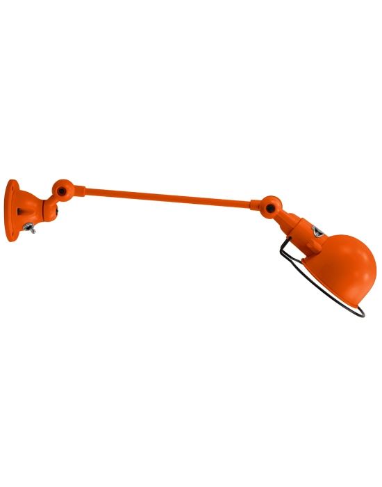 Jielde Signal One Arm Adjustable Wall Light Orange Gloss Integral Switch On Wall Base