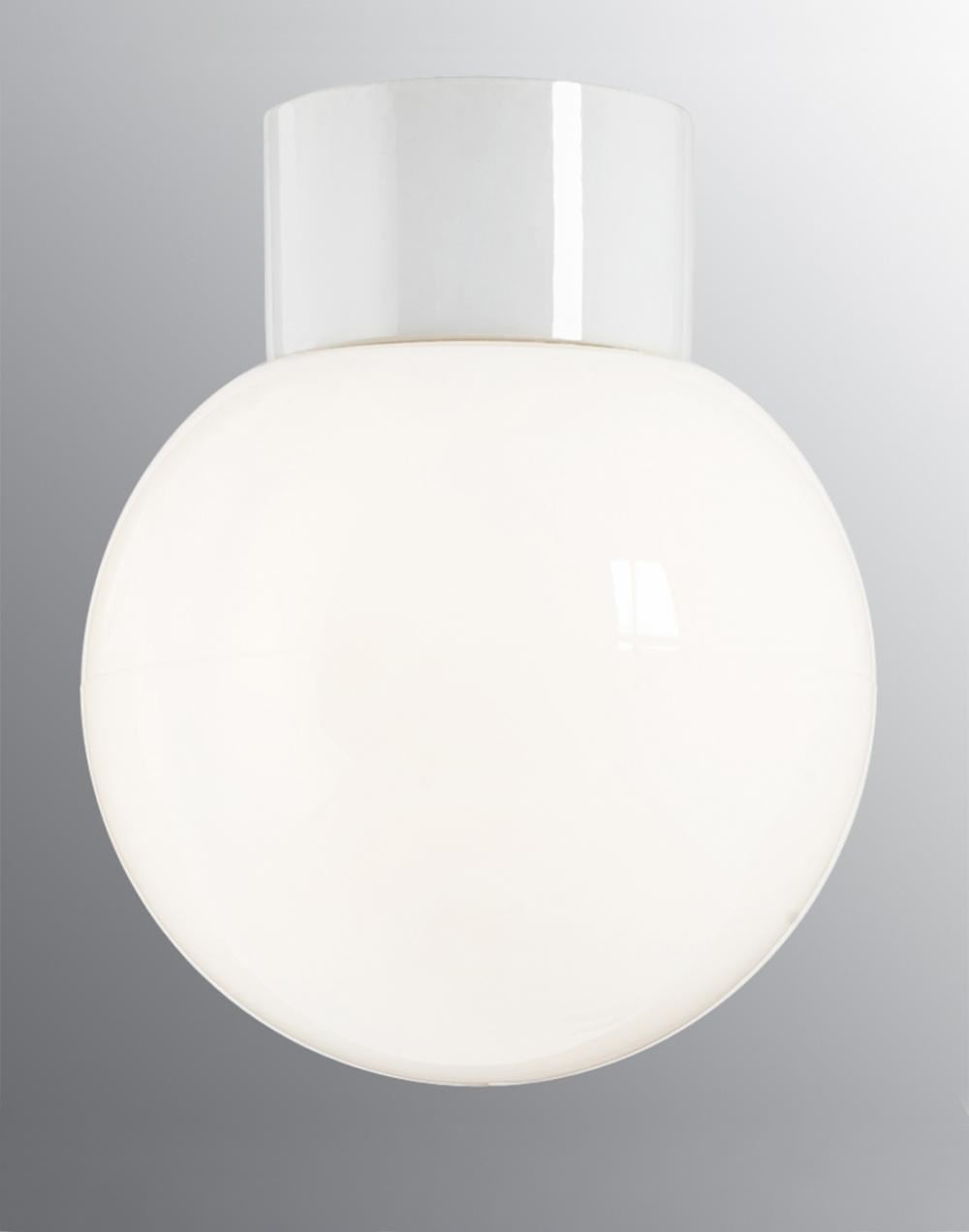 Classic Globe Ceramic Bathroom Wall Or Ceiling Light Small Clear Glass White Base