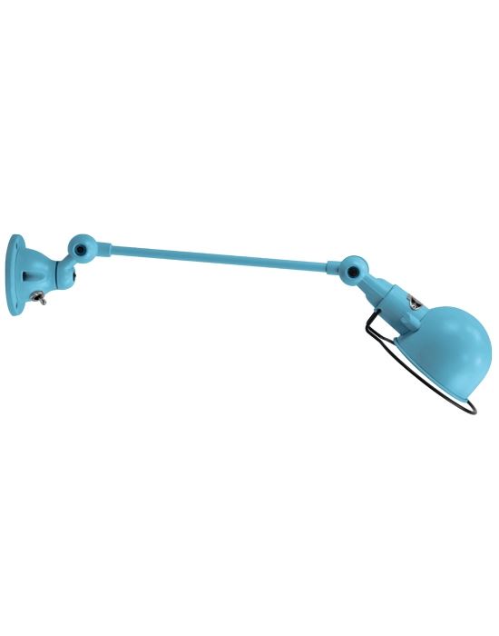 Jielde Signal One Arm Adjustable Wall Light Pastel Blue Gloss Integral Switch On Wall Base