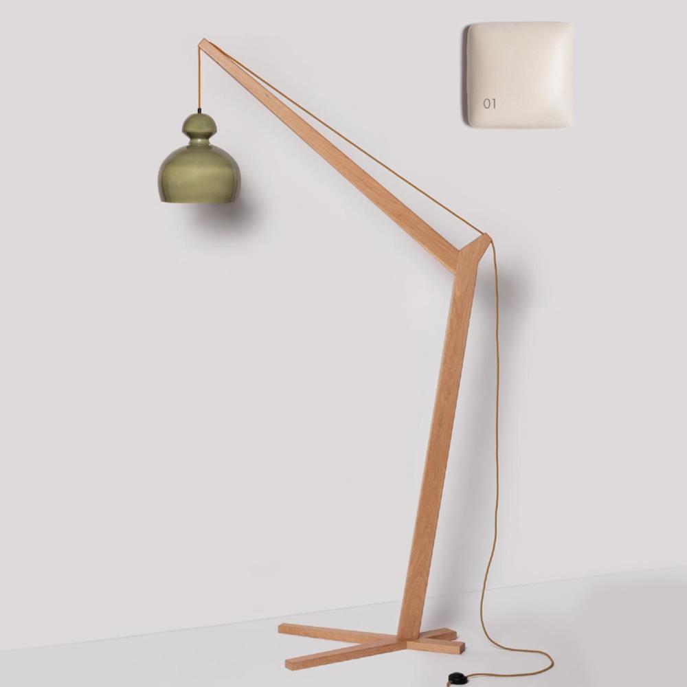 Mobo Ceramic Oak Floor Lamp Extra Large Shade Llama