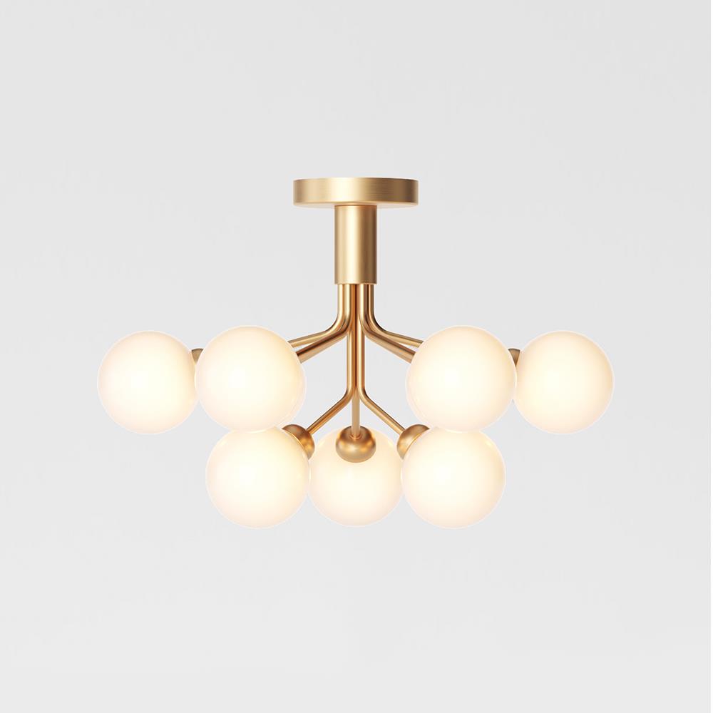 Apiales Ceiling Light Brushed Brass Opal White
