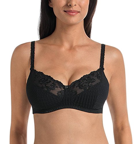 The Anita Charlize range is the perfect combination of both comfort, and style. This bra fastens at the rear using a hook and eye fastening, and a fantastic full cup design offers great coverage for modesty. The gorgeous bra is non-wired for comfort, and adjustable straps allow for an individual fit.The cups are lightly padded with soft foam inserts for comfort, and are completed with an elegant embroidery. Pair up with matching items from the Charlize range to create the perfect lingerie collection!