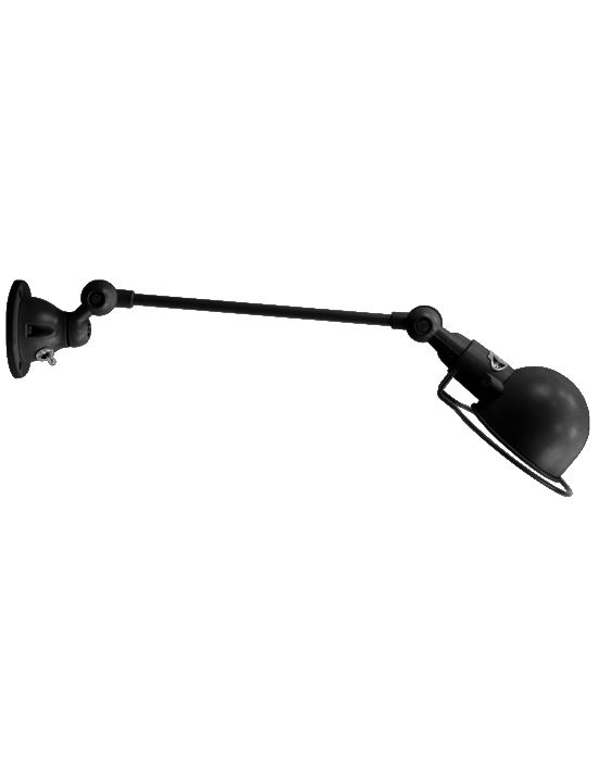 Jielde Signal One Arm Adjustable Wall Light Black Hammered Gloss Integral Switch On Wall Base