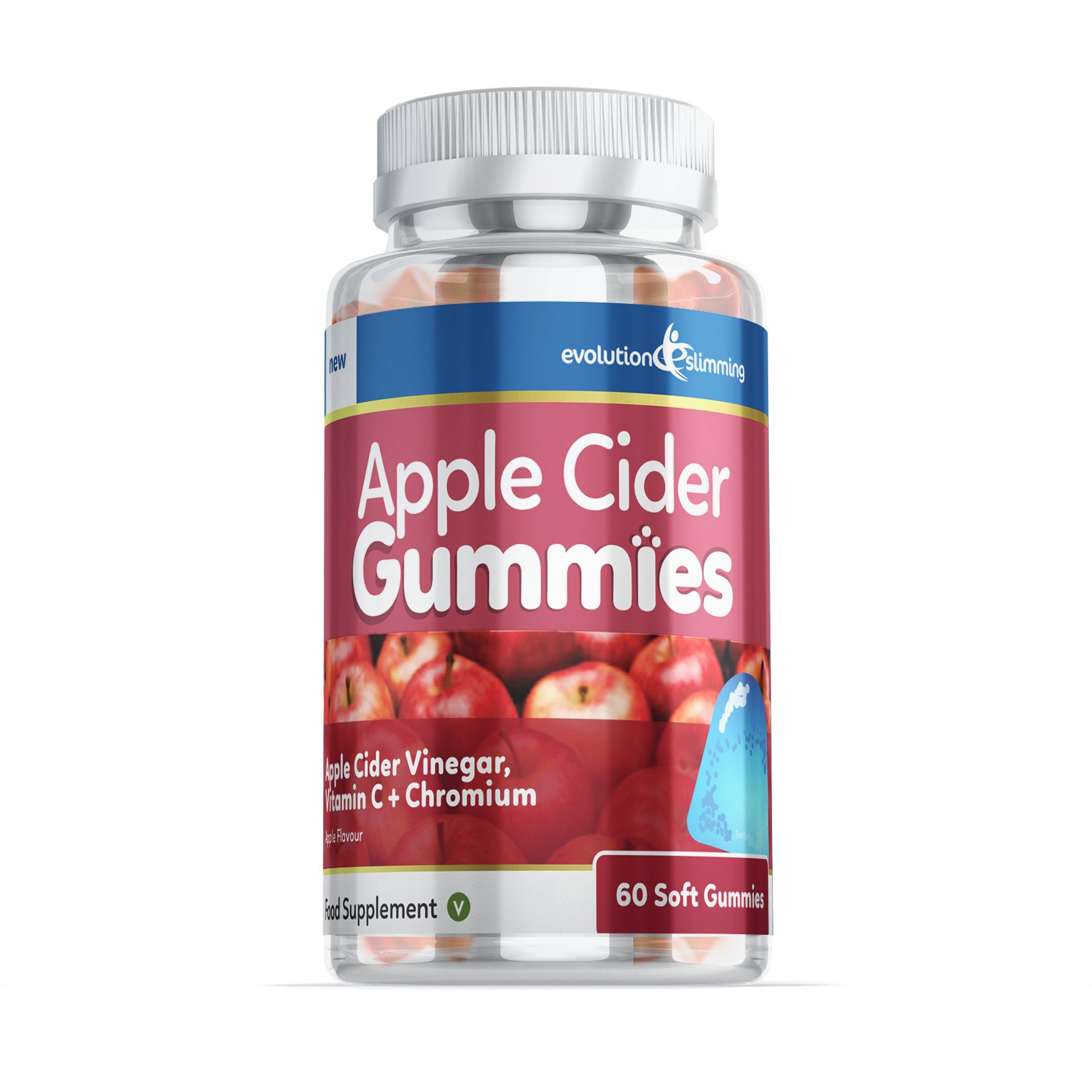 Image of Apple Cider Vinegar Gummies with Vitamin C & Chromium - 60 Gummies - Apple Flavour