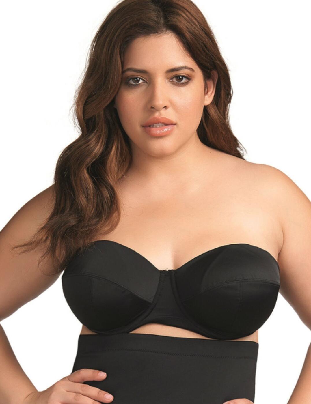 The Elomi Essentials range offers must have staple pieces for your swimwear wardrobe! The Elomi Essentials range offers classic styling so you can wear and pair each item as you like. The bandeau bikini top offers the same support as an Elomi bra thanks to its underwired cups and silicone grippers along the inside to ensure the bandeau top stays put. The swim bra is designed with a bandeau style and comes with removable & adjustable straps and fastens with a plastic barrel clasp. Listed in UK Sizes  14075-22432-590014 ES7501BLK Black