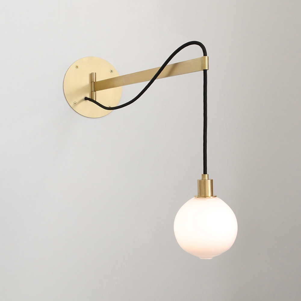 Drape Wall Light Brushed Brass Opaque White Gold