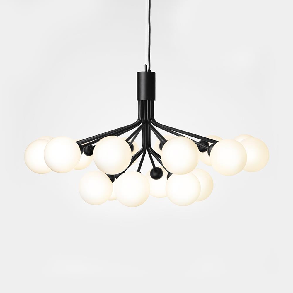 Apiales Chandelier Large Satin Black Opal White