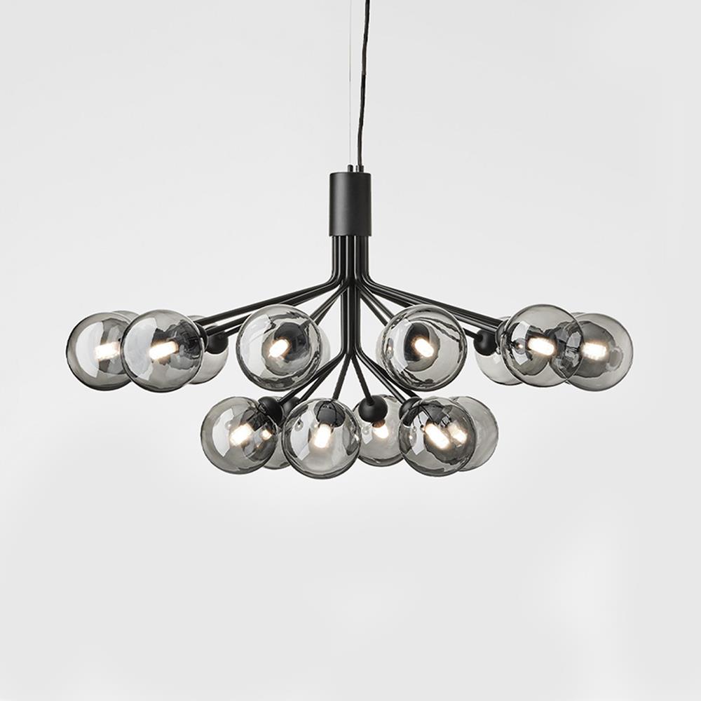 Apiales Chandelier Large Satin Black Smoked Black