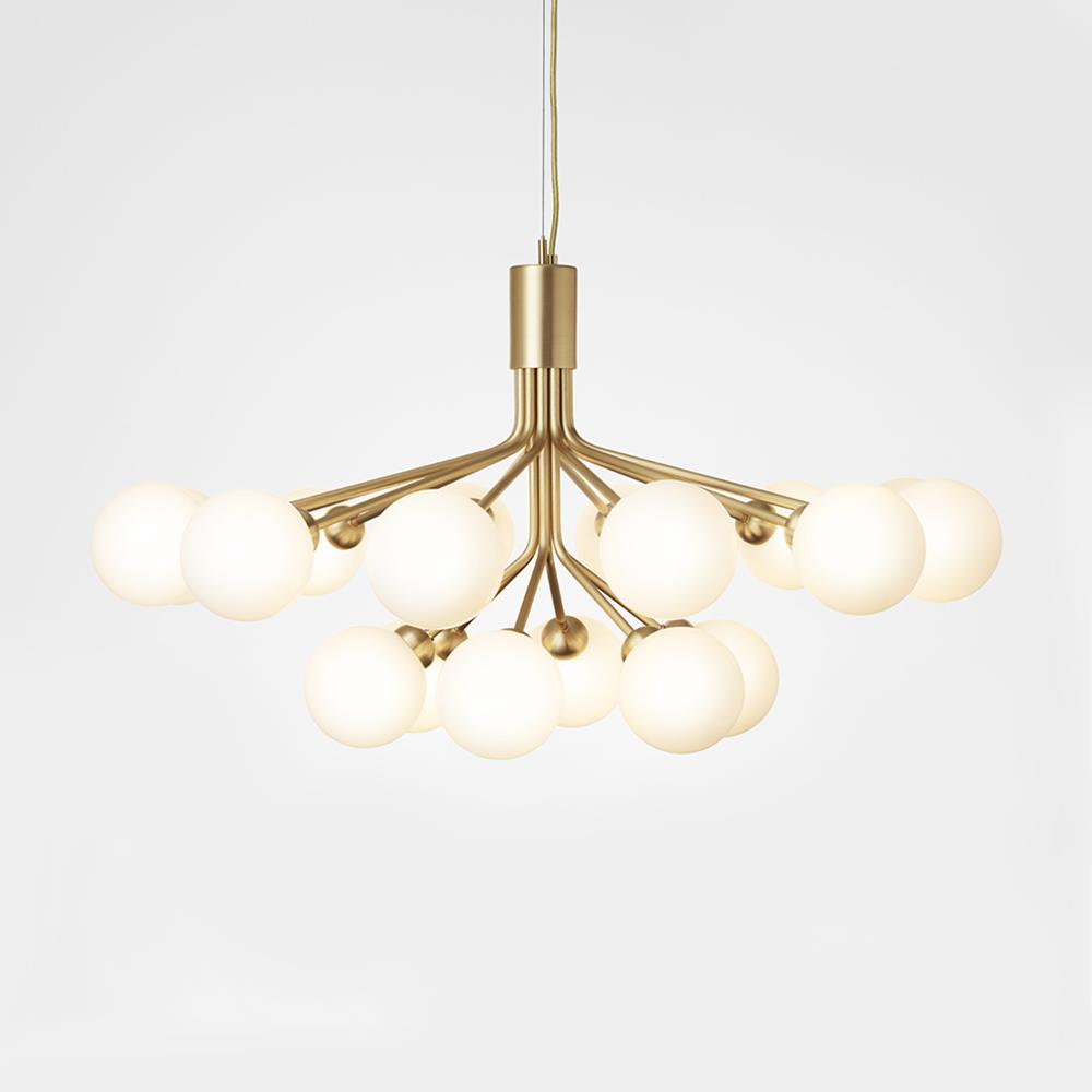Apiales Chandelier Large Brushed Brass Opal White