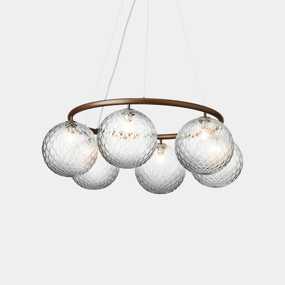 Miira Circular Chandelier Six Dark Bronze Optic Clear