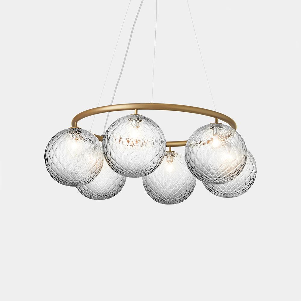 Miira Circular Chandelier Six Brass Optic Clear