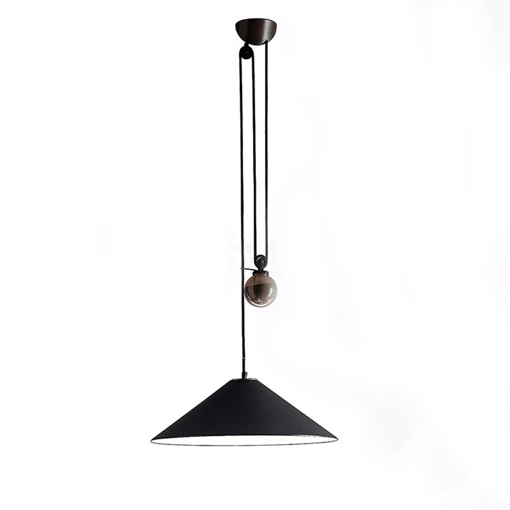 Artemide Aggregato Rise And Fall Pendant Aggregato Saliscendi 38cm Anthracite Grey Cone Black Designer Pendant Lighting