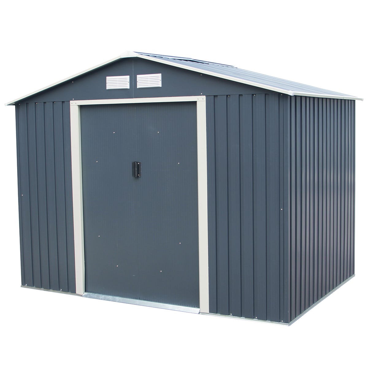 Charles Bentley Metal Shed With Floor Frame 8ft X 6ft Grey