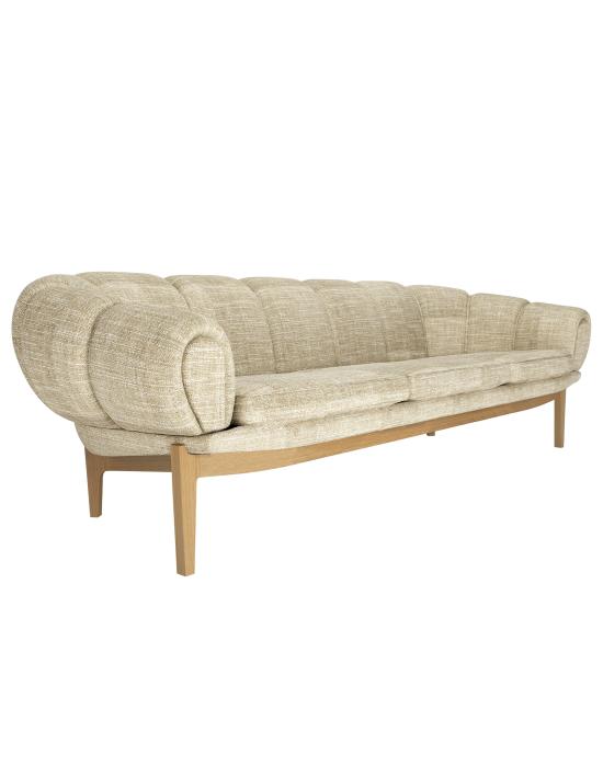 Croissant 3 Seater Sofa Fully Upholstered Fabric