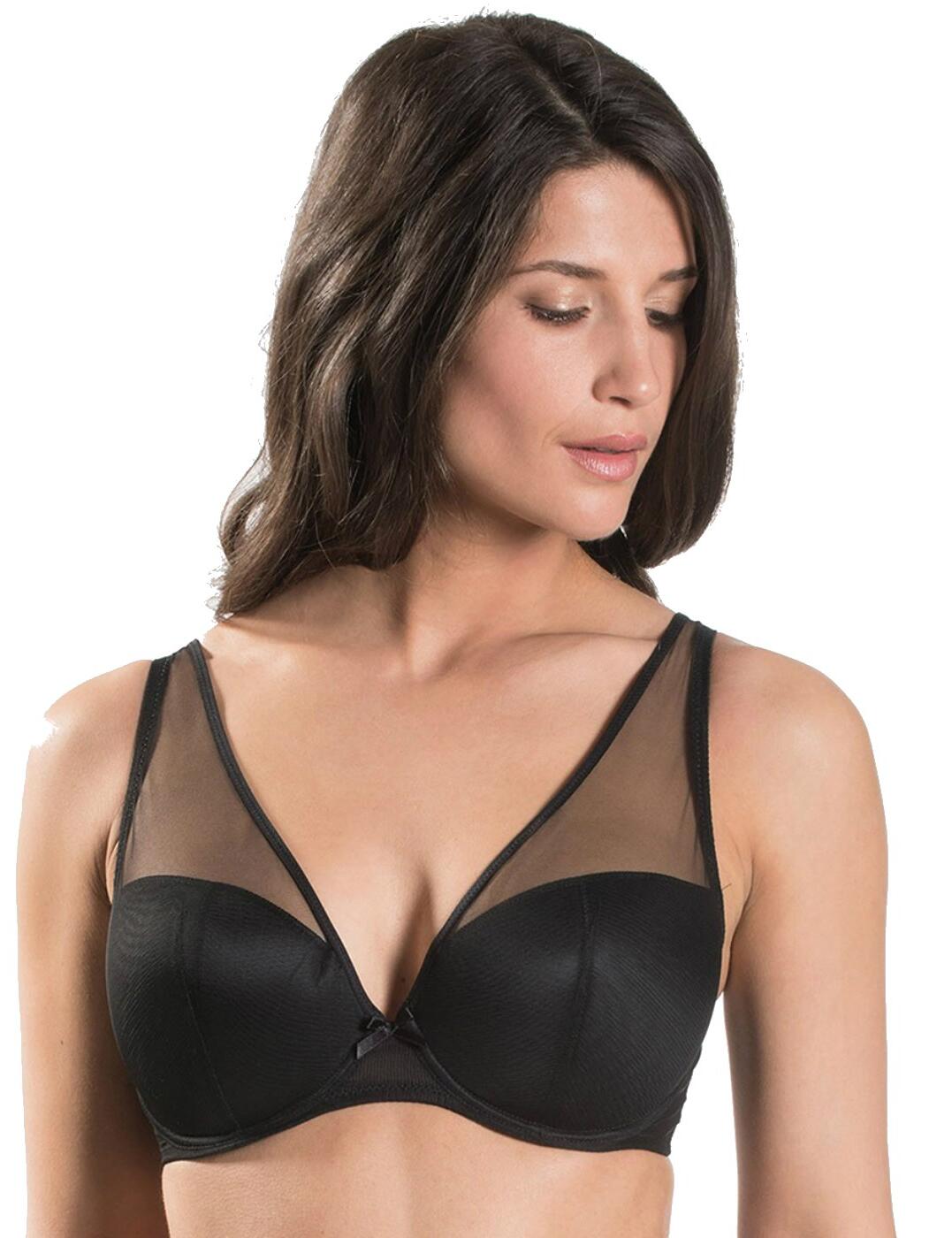 The gorgeous new Nudessence range by Aubade will have you feeling wonderful! This stunning triangle plunge bra is simple, yet amazing! The bra features a beautiful plunging centre, which is complemented by a pretty bow. The bra features underwiring for non-stop support and comfort! The bra also features moulded cups and adjustable straps for a comfortable and individual fit that suits you. The piece fastens at the rear using a hook and eye fastening. Matching co-ordinates are also available for this range!  Stunning, feminine design Unique plunging centre Decorative accents Features supportive underwiring Comfortable moulded cups Adjustable straps Fastens at the rear using a hook and eye fastening Matching co-ordinates available! Composition:- Lining: 100% Polyamide Cup Lining: 100% Polyester Cup Tulle: 100% Polyester Side Tulle: 84% Polyamide &pipe; 16% Elastane Tulle Back: 66% Polyamide &pipe; 34% Elastane Listed in UK sizes  36072-66179-891942 FM12-02 Triangle Plunge Bra