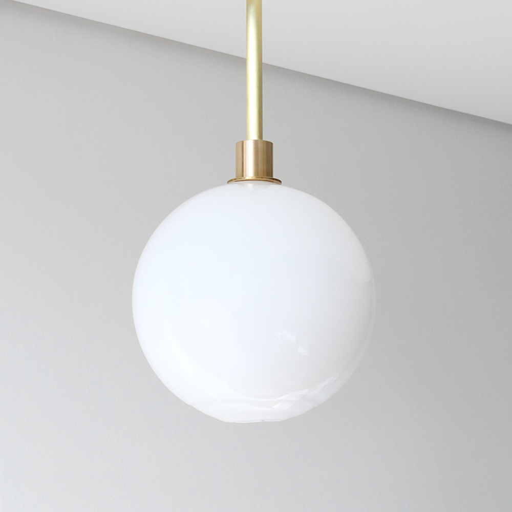 Sklo Stem Pendant Small Brushed Brass Transparent Olivin 45cm Brassgold Designer Pendant Lighting