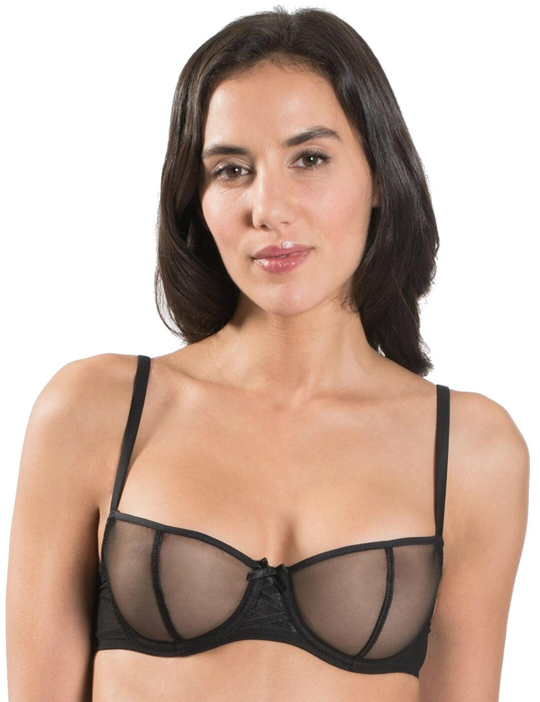 Introducing the new Nudessence range by Aubade! This stunning low cut bra features half cups which are made from a gorgeous mesh, complimented by a cute bow. This bra features underwiring for support and is non padded for a natural look. The bra also features comfortable fully adjustable straps for an individual fit that suits your body shape! The half cup bra fastens at the rear using a simple hook and eye fastening and can be paired up with fabulous matching items to create a truly sensational look!  Unique and feminine design Stunning half cup design Fully adjustable straps Supportive underwiring Fastens at the rear using a hook and eye fastening Composition:- 66% Polyamide &pipe; 34% Elastane Listed in UK sizes  36076-66183-892060 FM14 Half Cup Bra