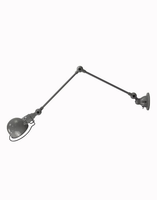 Jielde Signal Two Arm Adjustable Wall Light Mouse Grey Gloss Plug Switch And Cable