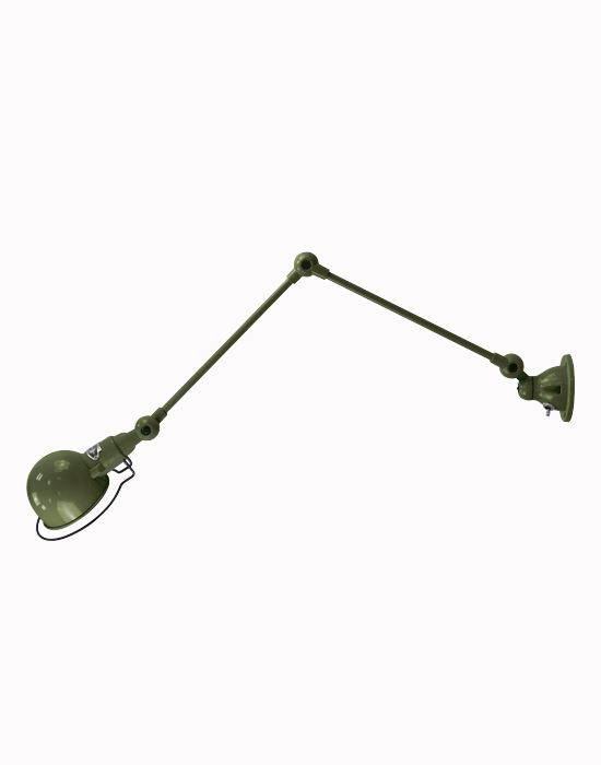 Jielde Signal Two Arm Adjustable Wall Light Olive Gloss Hard Wired No Switch