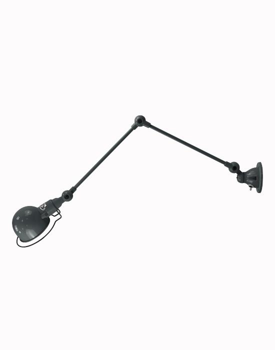 Jielde Signal Two Arm Adjustable Wall Light Granite Grey Gloss Plug Switch And Cable