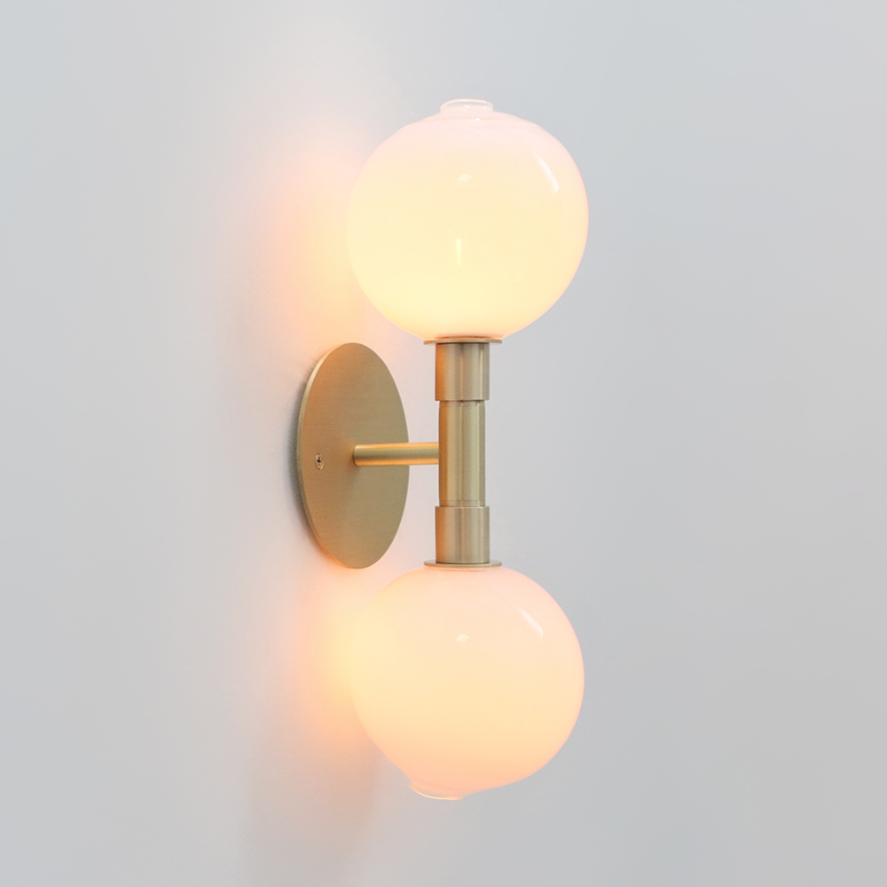 Stem Wall Ceiling Light Brushed Brass Opaque White