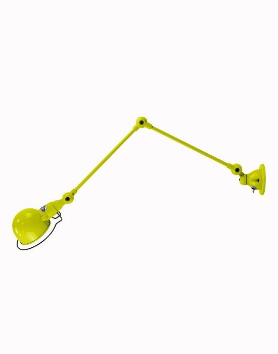 Jielde Signal Two Arm Adjustable Wall Light Yellow Sulphur Matt Integral Switch On Wall Base