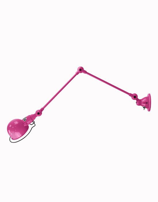 Jielde Signal Two Arm Adjustable Wall Light Pink Gloss Plug Switch And Cable