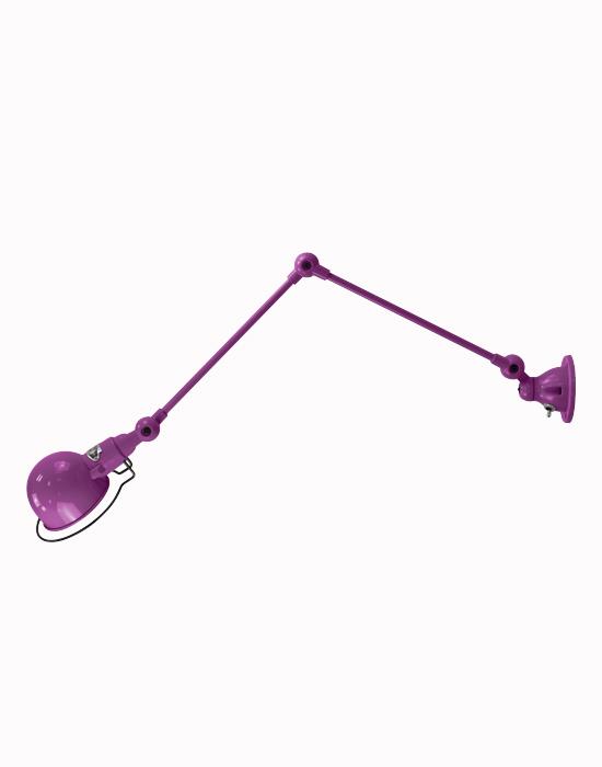 Jielde Signal Two Arm Adjustable Wall Light Violet Fuchsia Gloss Plug Switch And Cable