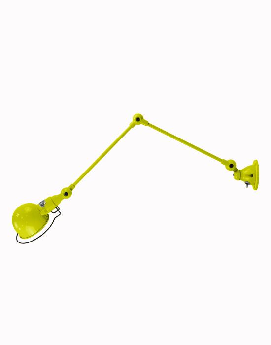 Jielde Signal Two Arm Adjustable Wall Light Yellow Sulphur Gloss Plug Switch And Cable