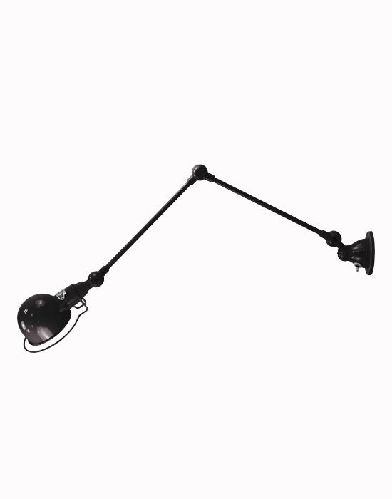 Jielde Signal Two Arm Adjustable Wall Light Black Gloss Plug Switch And Cable