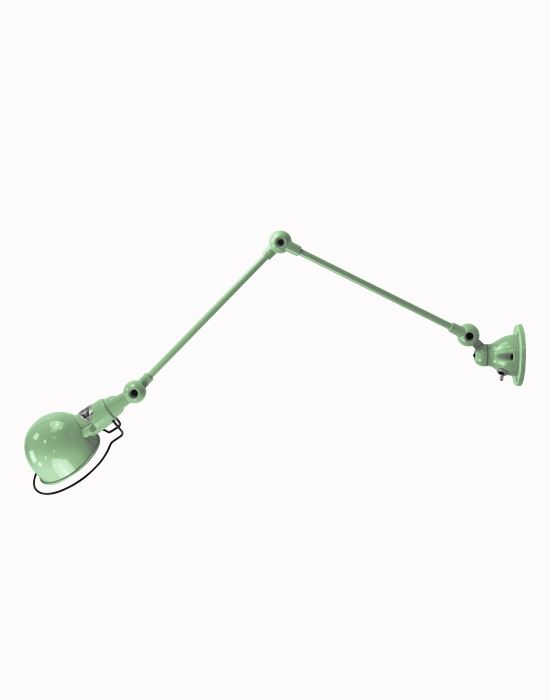 Jielde Signal Two Arm Adjustable Wall Light Water Green Matt Integral Switch On Wall Base