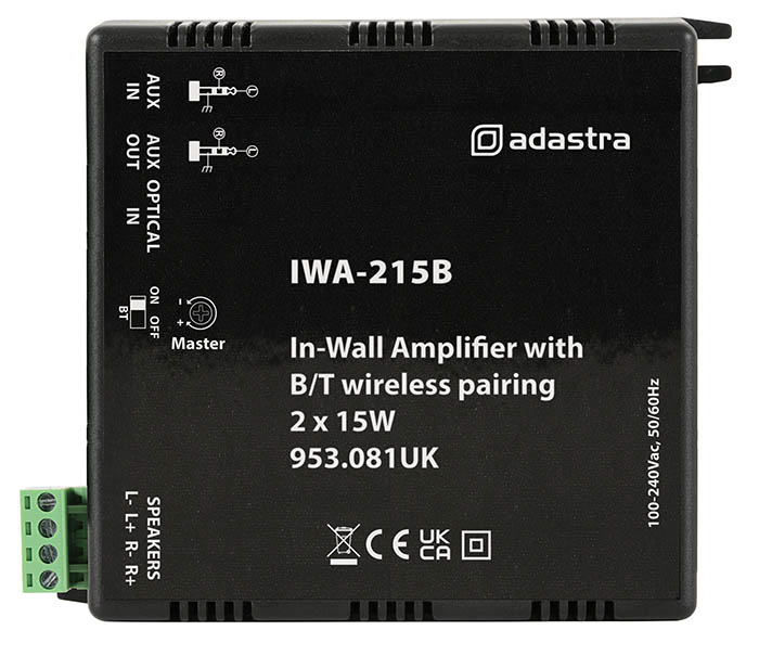 In-Wall Stereo Amplifier with Bluetooth Connectivity- 2 x 15W