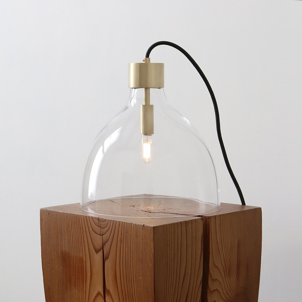Bell Jar Table Light Large Brushed Brass Clear