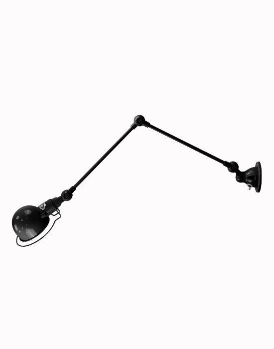 Jielde Signal Two Arm Adjustable Wall Light Black Hammered Gloss Hard Wired No Switch