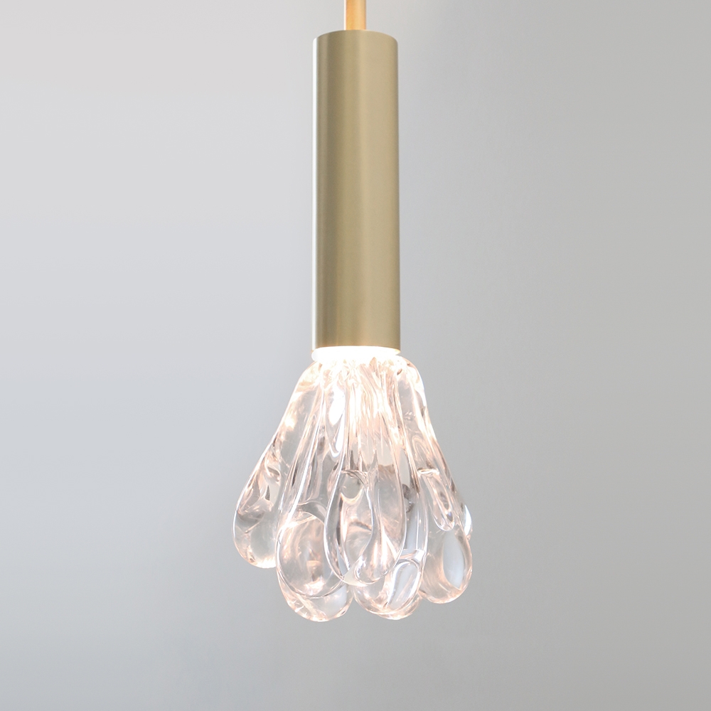 Sklo Dew Pendant Brushed Brass Clear 90cm Brassgold Designer Pendant Lighting