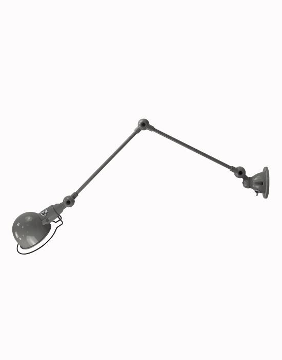 Jielde Signal Two Arm Adjustable Wall Light Mouse Grey Gloss Hard Wired No Switch