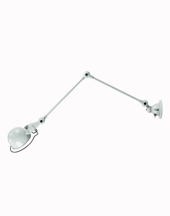 Jielde Signal Two Arm Adjustable Wall Light White Gloss Integral Switch On Wall Base