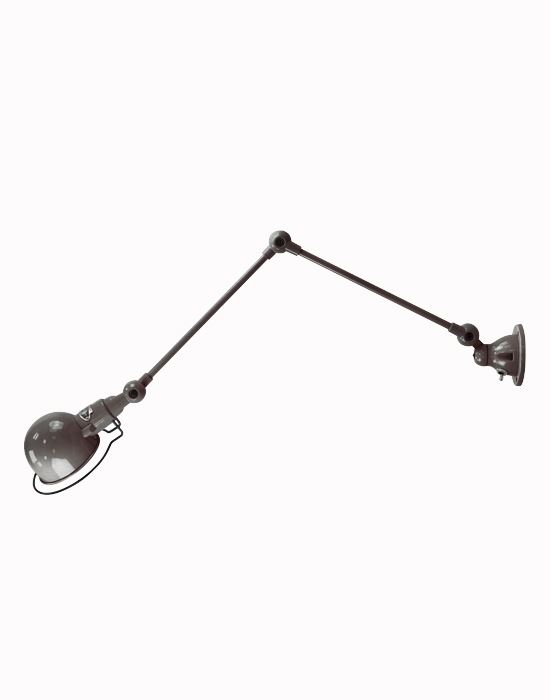 Jielde Signal Two Arm Adjustable Wall Light Brushed Stainless Steel Hard Wired No Switch