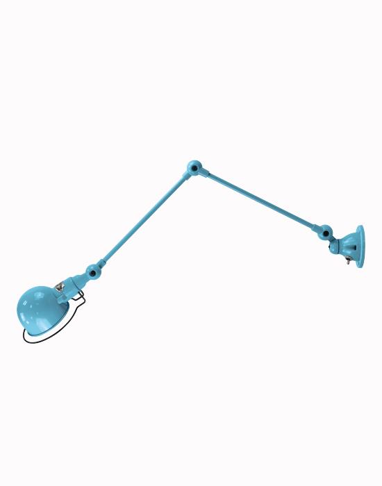 Jielde Signal Two Arm Adjustable Wall Light Pastel Blue Matt Plug Switch And Cable