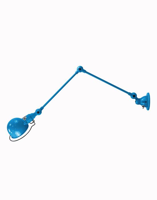 Jielde Signal Two Arm Adjustable Wall Light Light Blue Gloss Plug Switch And Cable