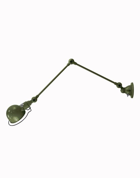 Jielde Signal Two Arm Adjustable Wall Light Olive Matt Plug Switch And Cable