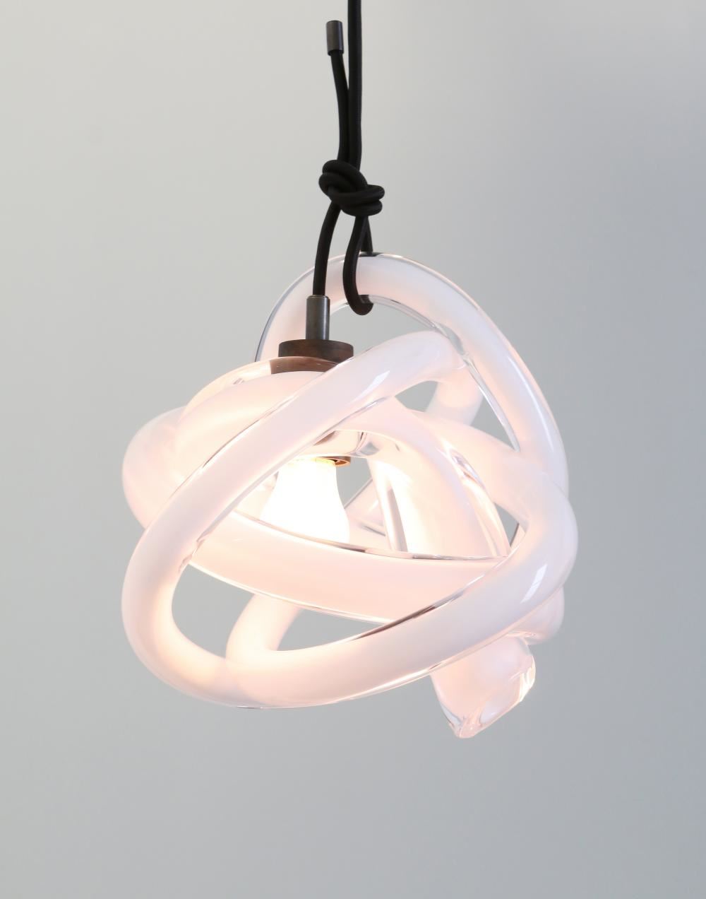 Sklo Wrap Pendant Brushed Brass Opaque White 30cm Brassgold Designer Pendant Lighting