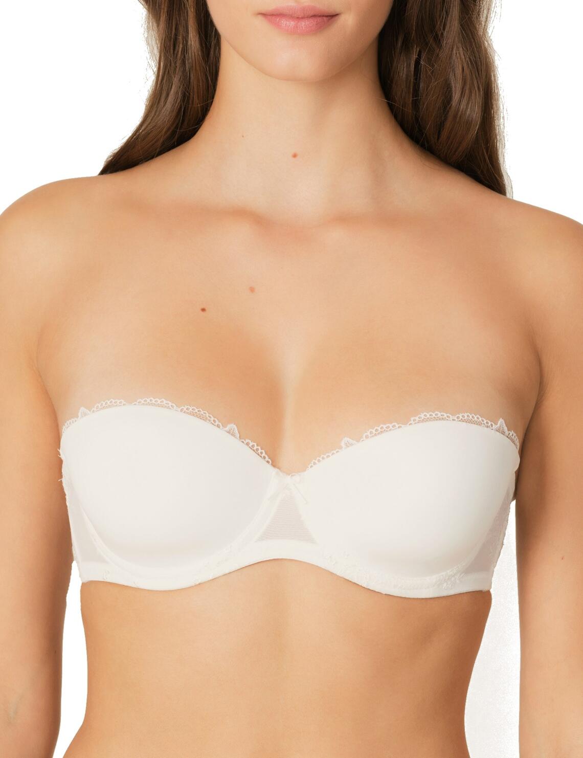 The Marie Jo Ray range is a luxurious collection of the highest quality. Perfect to wear with any clothing this really is a definite must have for any wardrobe. This bra is underwired and padded for great shape and uplift. It comes with removable straps so can be worn strapless and is perfect with that special outfit. The elegant detailing is truly unique, this bra is one to definitely not to miss out on! Pair with any of the matching co-ordinates for a complete look.  Removable straps Can be worn with or without straps Pretty lace embroidery Padded for great shape Underwired for uplift Composition:- 6% EL &pipe; 36% PA &pipe; 58% PES Matching coordinates available  Listed in UK sizes    36651-67708-917190 0102298 Padded Strapless Bra