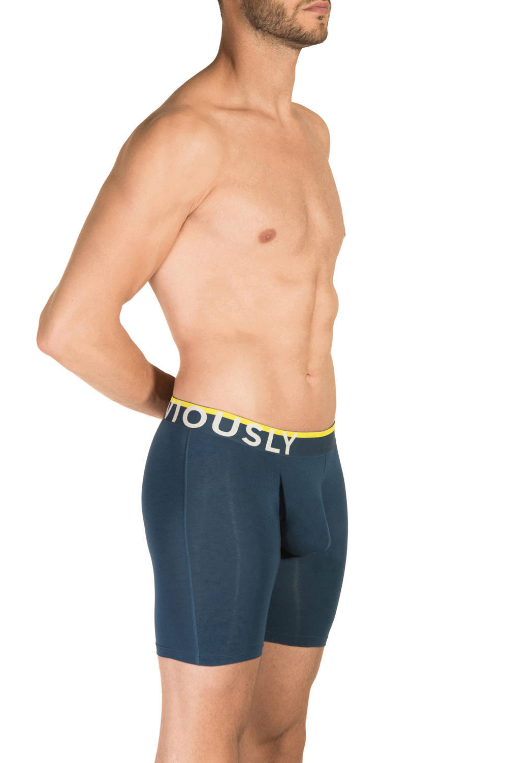 Luxury bamboo Obviously Everyman AnatoMAX Boxer Brief 6 inch Leg men's underwear shorts to buy online. Shop and ship longer male trunks worldwide