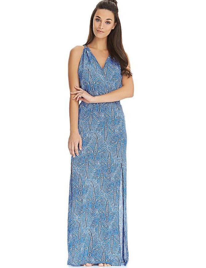 The Freya Summer Tide Maxi dress is the perfect beach cover-up to help you stand out while allowing modesty and coverage. This full-length design features on-trend paisley print upon the lightweight and airy fabric. Beautifully gathered at the waist, giving you a feminine shape and with two side slits allowing your perfect pins to peek through. The shoulder straps are adjustable at the rear, so you can find the fit best suited for you.   Lightweight fabric Flattering full length Front popper closure for modest coverage 2 side slits  Composition: 100% Viscose Listed in UK sizes  20745-59558-762013 4477 Maxi Dress