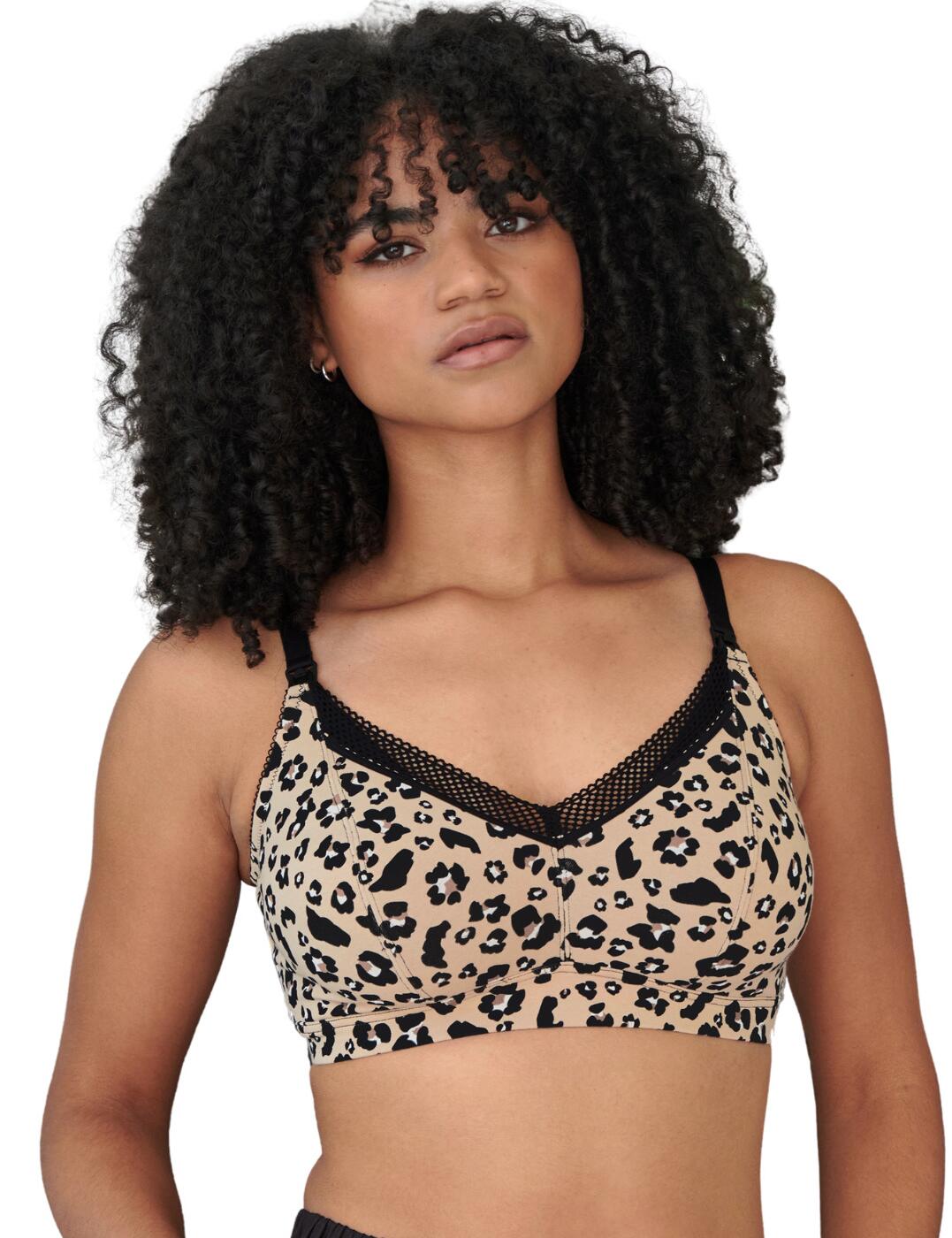 You don't have to compromise looking good whilst feeling comfortable and being able to breastfeed in this Pour Moi cotton nursing bra from the Love To Lounge range. Made with comfort and practicality in mind, this bra features fully adjustable straps, a nursing drop-down clip for easy feeding, soft fabric and an inner side sling that provides essential support when feeding. It has a fun all-over print with a pretty centre bow detail to leave you feeling stylish. The bra is non-wired and non-padded with a 4-piece cup which allows for extra capacity. It fastens with a hook and eye closure at the back that is wider than standard for additional comfort.  Stylish design with trendy print Made with comfort in mind Fully adjustable straps with nursing drop-down clip for easy feeding Soft fabrics Centre bow Wireless and unpadded Hook and eye closure Country of Origin: China Composition: 95% Cotton &pipe; 5% Elastane Listed in UK sizes  54668-97489-1281563 18602 Maternity Bra
