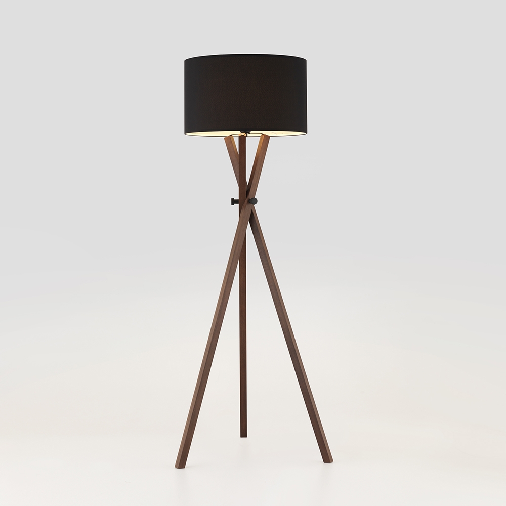 Cot Floor Light Walnut Body With Black Shade