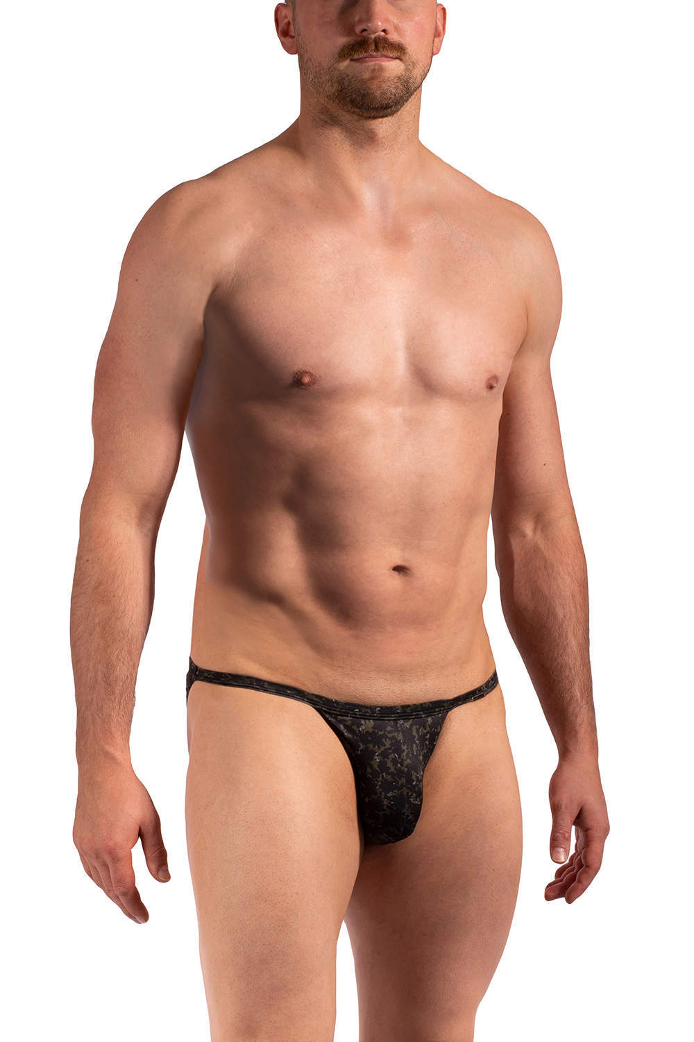 Shop Olaf Benz RED 2269 Rio Tanga men’s underwear slips in silky floral camouflage. Leafy khaki print male briefs – low rise with open sides. Buy now