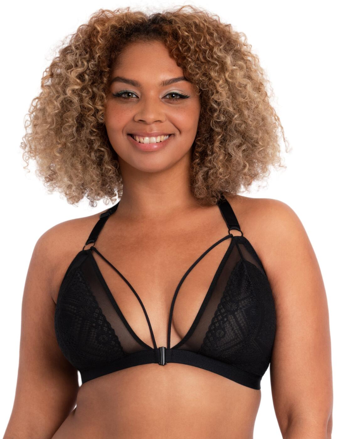 Feel light and airy while looking glamourous with the Front and Centre bralette by Curvy Kate. This ultra-feminine wireless bralette features a plunging neckline that showcases your curves. The cups are lined with mesh for a supportive fit that doesn't weigh you down. Sheer mesh detailing on the cups adds a sensual appearance to this bralette while delicate lace offers more coverage. The racerback straps give you comfortable support without wiring. Finished with feminine lace detailing. Adjustable straps allow you to find the most comfortable fit. A front closure makes this bralette easy to put on, and take off!